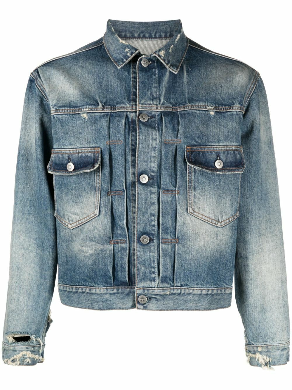 Men's Convertible Leather And Denim Jacket by Vtmnts