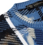Versace - Distressed Checked Cotton Sweater - Blue