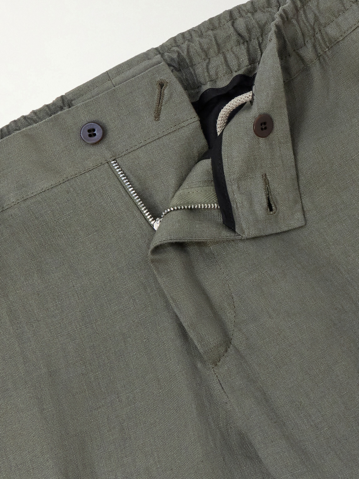Kiton - Tapered Linen Trousers - Green