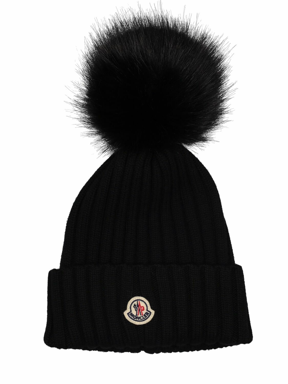 MONCLER - Logo Tricot Wool Beanie Moncler