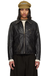 RRL Black Lynton Moto Leather Jacket