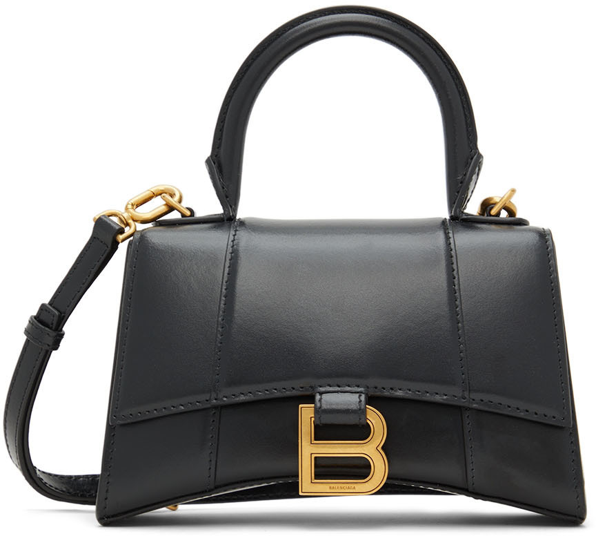 Balenciaga Black XS Hourglass Top Handle Bag Balenciaga