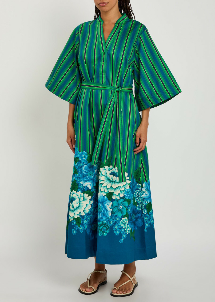 Alemais Margo Striped Cotton-poplin Midi Dress Multicoloured