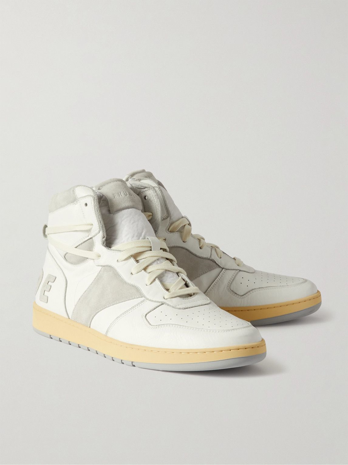 スニーカー RHUDE White leather Rhecess sneakers Rhude - Rhecess Distressed Leather and Suede High-Top