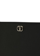 Valentino Garavani Vlogo Grained Leather Clutch - Black - One Size