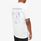 Alexander McQueen Men's Dancing Skeleton Back Print T-Shirt in White/Ultramarine