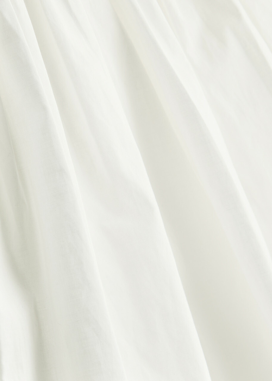 DE LA Vali Mencia Ruched Cotton Midi Dress White