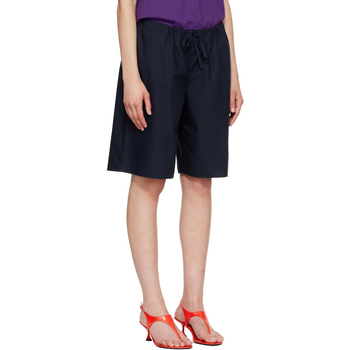 FLORE FLORE Navy Josephine Bermuda Shorts