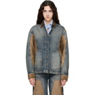 Off-White Navy & Brown Corduroy Patch Denim Jacket