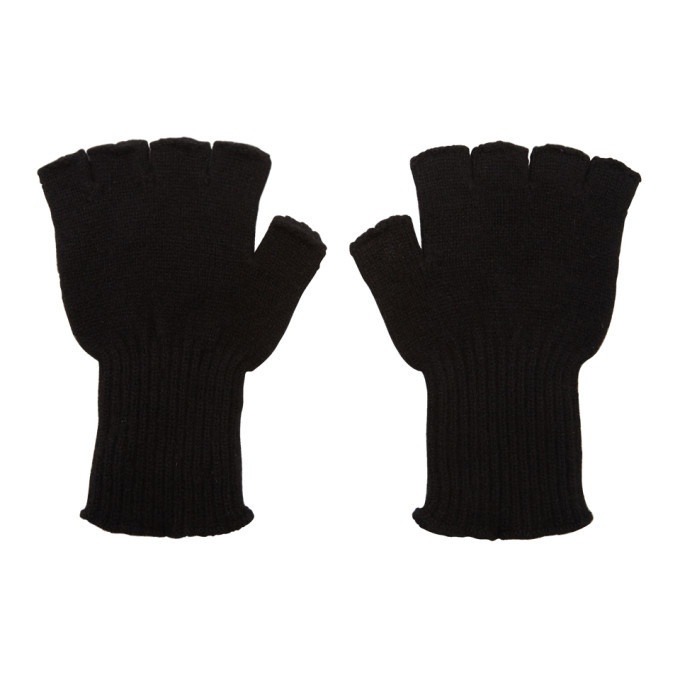 Photo: The Elder Statesman Black Cashmere Heavy Fingerless Gloves