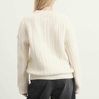 MM6 Maison Margiela Women's V-Neck Chunky Knitted Jumper in Off White
