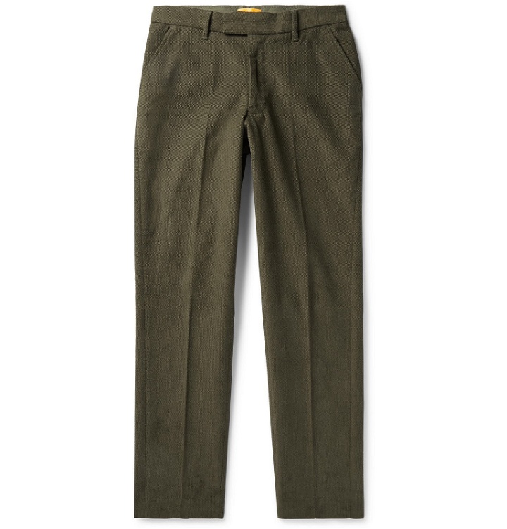 Photo: Saturdays NYC - Panos Slim-Fit Cotton-Blend Dobby Trousers - Green
