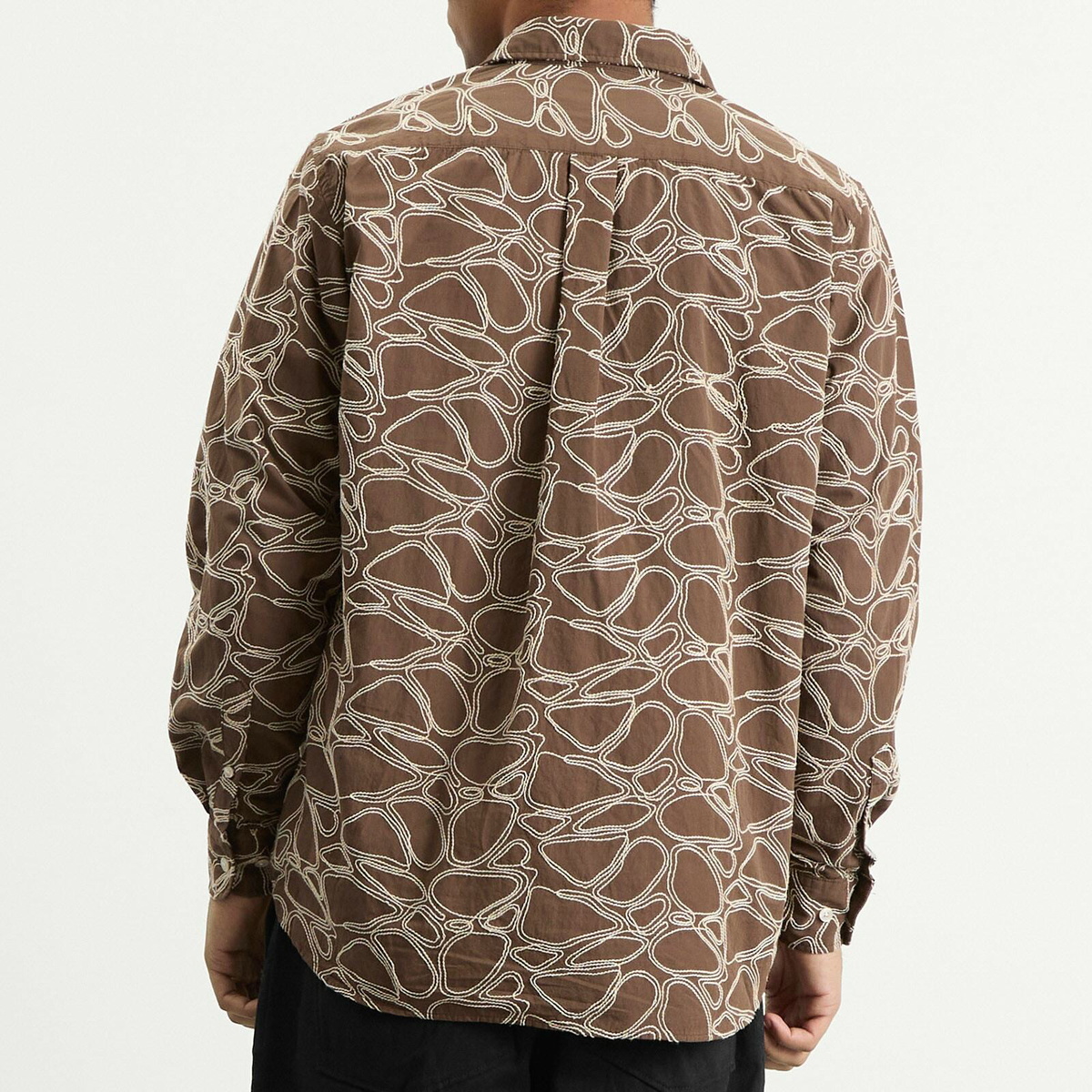 Foret Men's Dawn Embroidered Shirt in Earth/Cloud