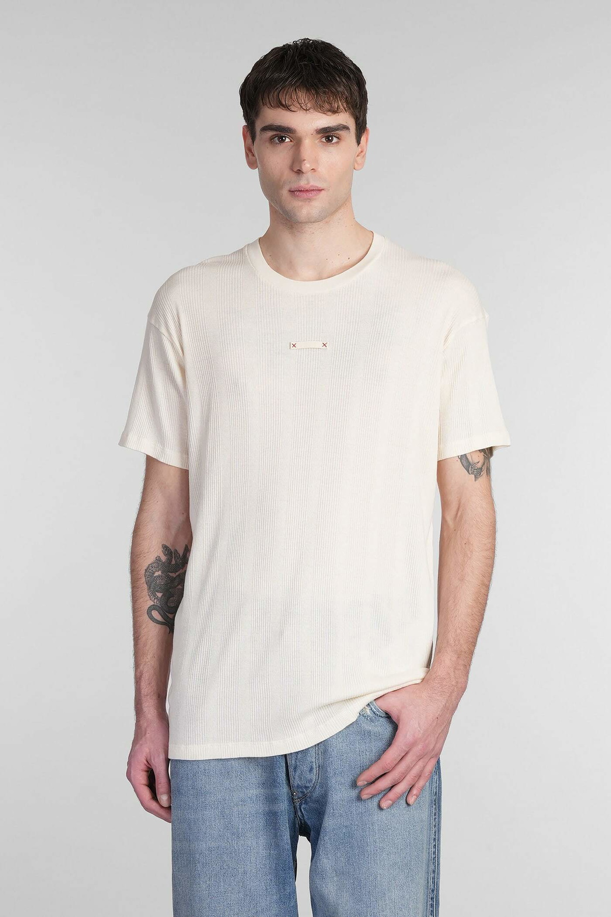 Tシャツ・カットソー MAISON MARGIELA Logo T-shirt Beige Maison Margiela T-shirt In Beige Cotton Maison Margiela