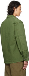 Drake's Green Herringbone Cotton Jungle Jacket