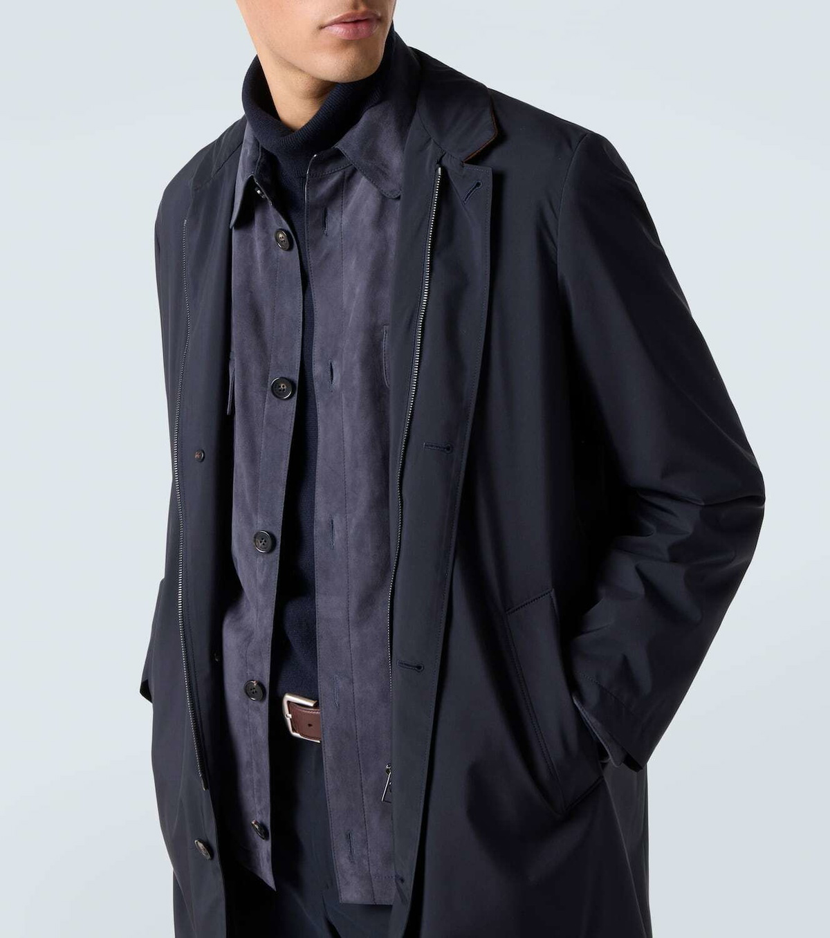 Loro Piana Windmate® suede-trimmed coat