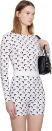 Marine Serre White Recycled Moon Jersey Second Skin Crewneck T-shirt