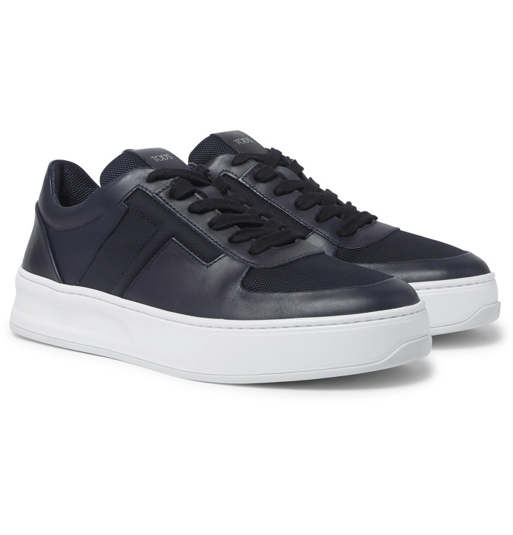 Photo: Tod's - Cassetta Leather and Mesh Sneakers - Blue