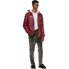 Kenzo Red and Purple Leopard Hooded Logo Jacket