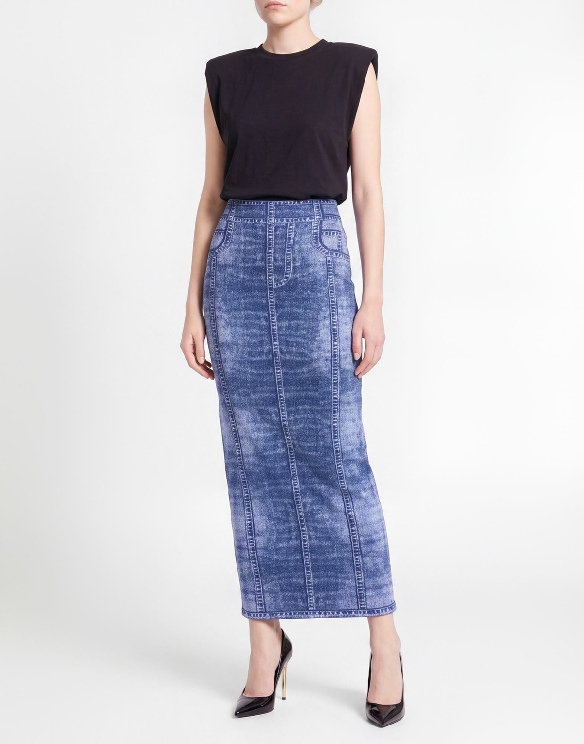 Balmain Womens Maxi skirt in Blue