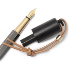 Ystudio - Portable Brass and Copper Fountain Pen and Holder - Black