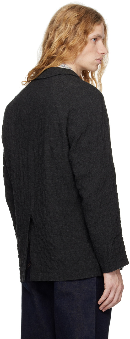 DOCUMENT Gray Wool Crinkle Blazer