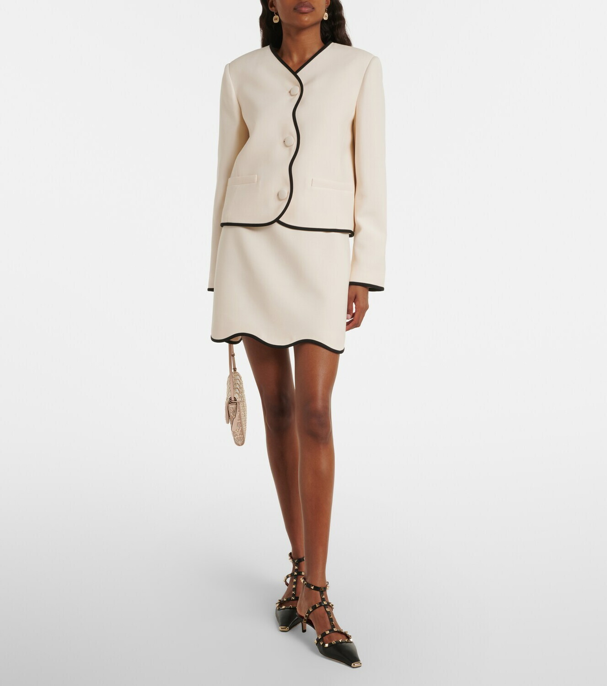 Valentino Crepe Couture scalloped miniskirt