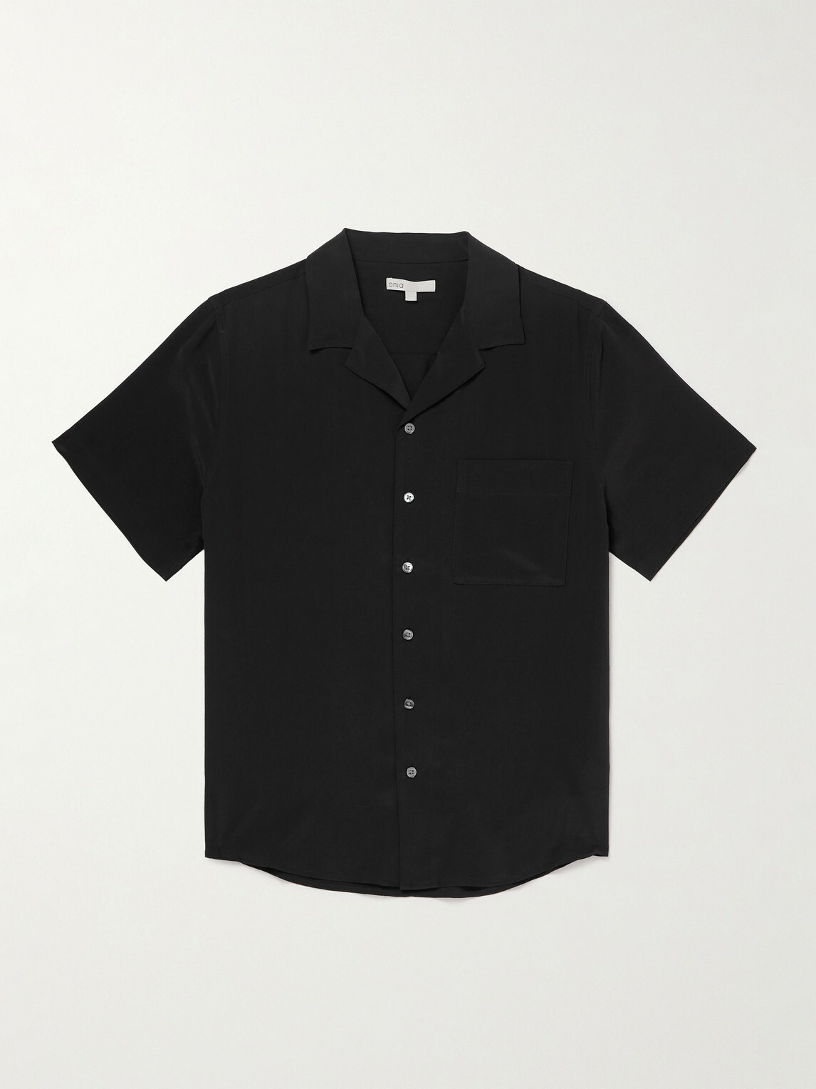 Onia - Vacation Camp-Collar Silk-Crepe Shirt - Black