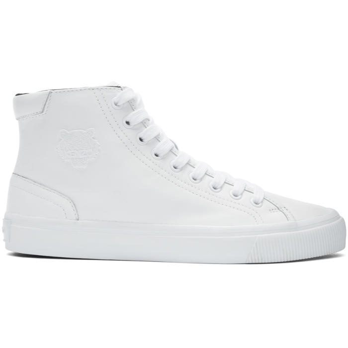 Photo: Kenzo White Leather High-Top Sneakers 