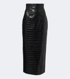 Khaite Loxley croc-effect leather midi skirt
