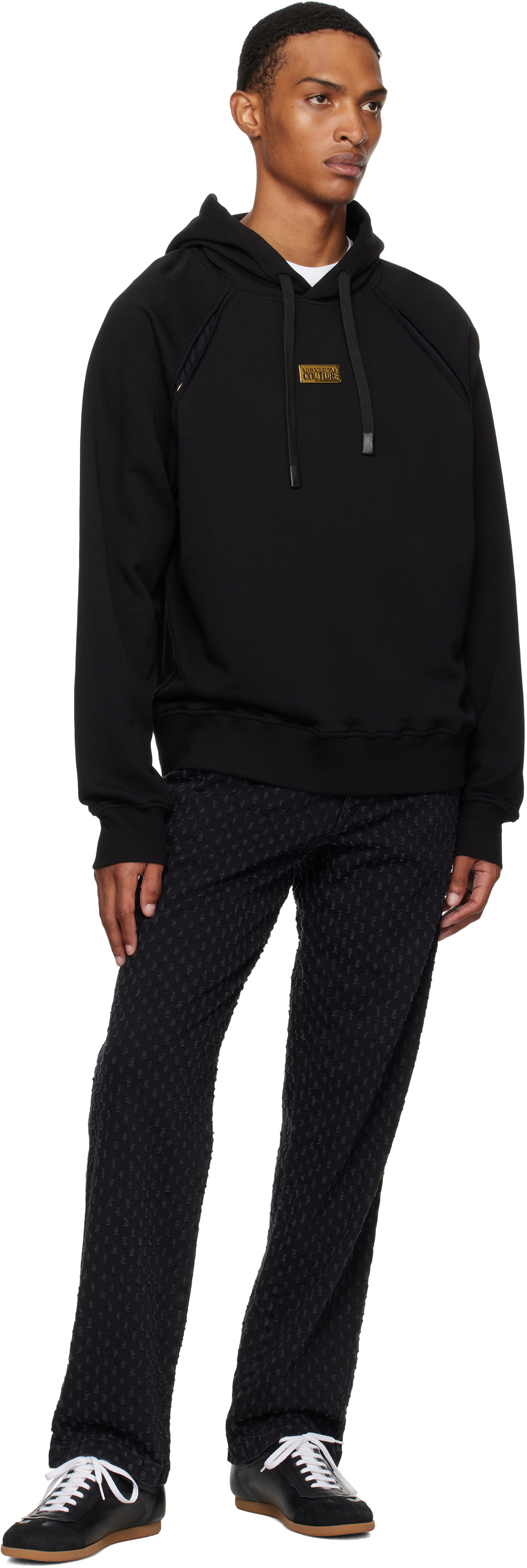 Versace Jeans Couture Black Outline Barocco Relaxed-Fit Hoodie