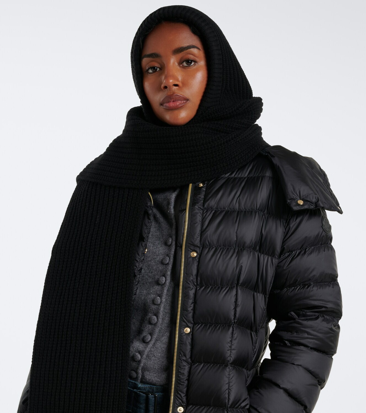 Moncler Ribbed-knit wool and cashmere hood