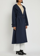 Weekend Max Mara Fatto Belted Cotton Trench Coat Dark Blue
