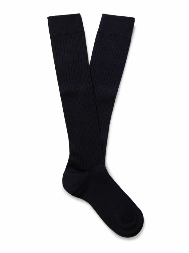 Photo: Loro Piana - Ribbed-Knit Socks - Blue