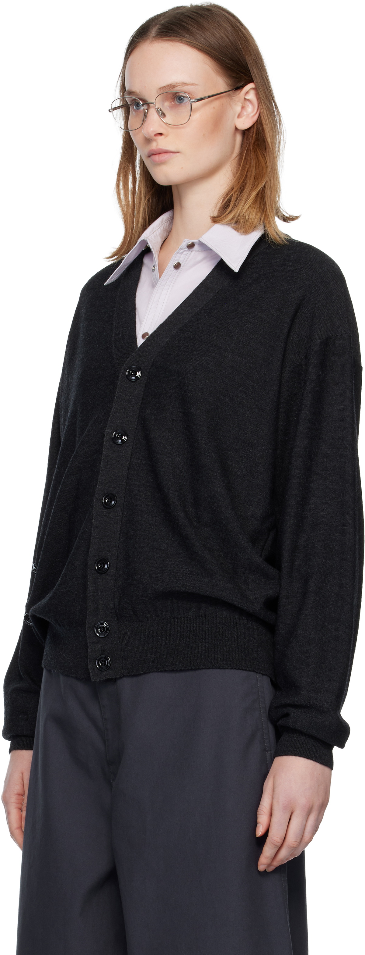 LEMAIRE Gray Relaxed Twisted Cardigan
