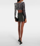 Alex Perry Leopard-print velvet crop top