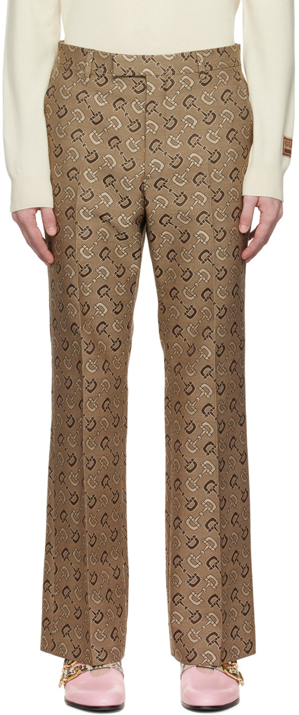 Gucci Brown Maxi Horsebit Trousers Gucci display picture 1