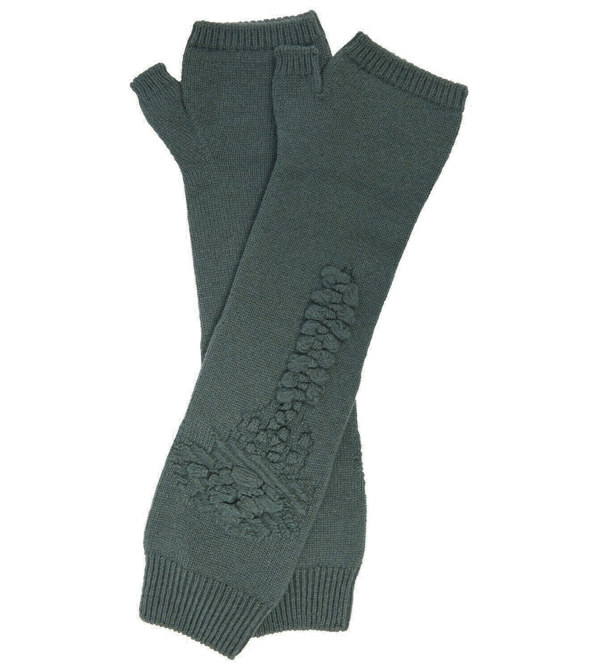 Photo: Barrie Embroidered fingerless cashmere gloves