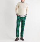 Kingsman - Slim-Fit Checked Wool-Flannel Trousers - Green