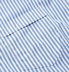 Drake's - Button-Down Collar Striped Cotton-Poplin Shirt - Blue