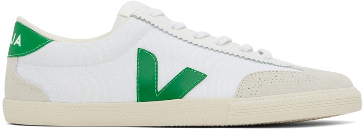 Photo: VEJA White & Green Volley Canvas Sneakers