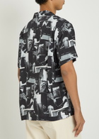 Vowels Printed Rayon Shirt Black