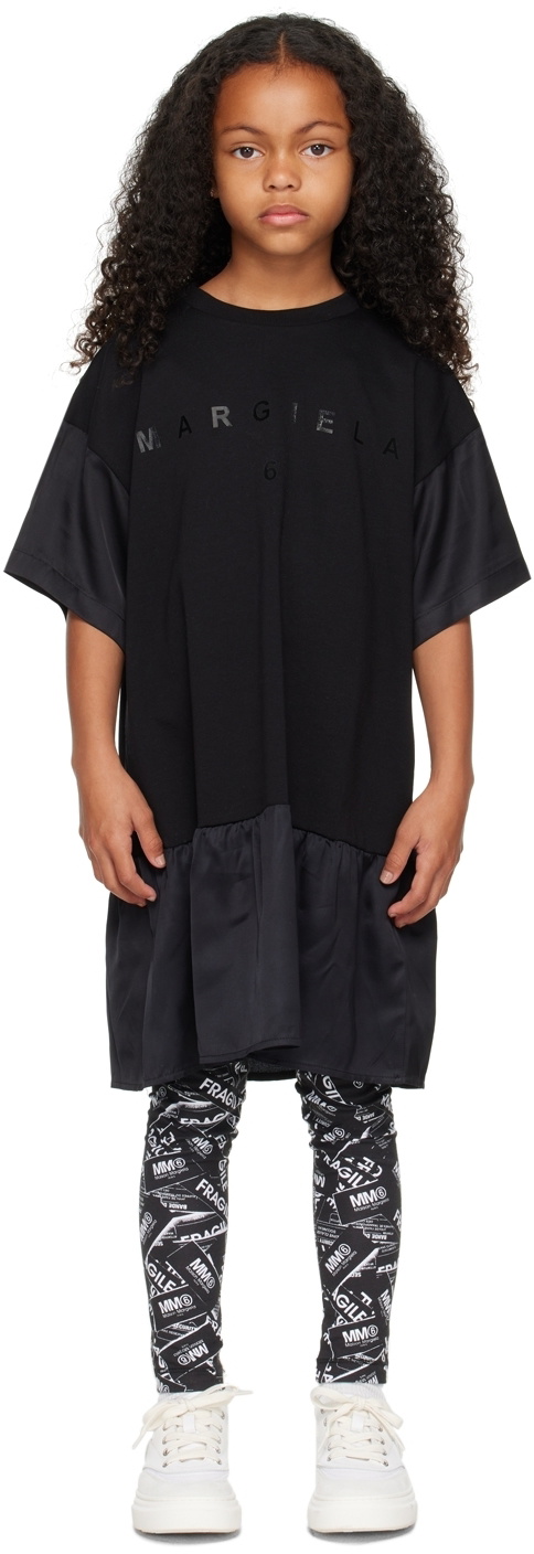 MM6 Maison Margiela Kids Black Logo Dress MM6 Maison Margiela