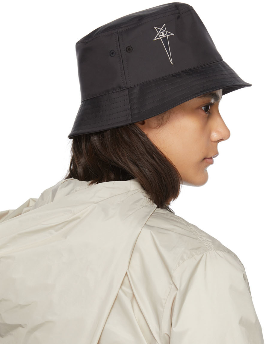 Rick Owens Black Champion Edition Gilligan Bucket Hat Rick Owens