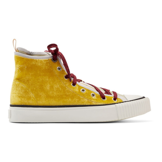 Photo: Lanvin Yellow Velvet and Canvas Sneakers