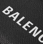 Balenciaga - Logo-Print Full-Grain Leather Cardholder with Lanyard - Black