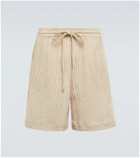 Commas Striped linen and cotton shorts