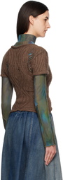 Andersson Bell Brown & Green Cap Sleeve Sweater Layered T-shirt