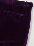 Richard James - Straight-Leg Satin-Trimmed Cotton-Velvet Tuxedo Trousers - Purple