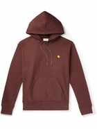 Carhartt WIP - American Script Logo-Embroidered Cotton-Blend Jersey Hoodie - Brown